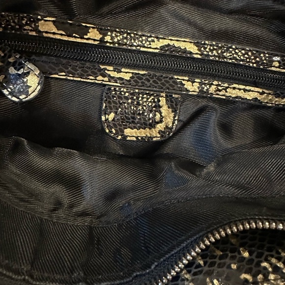 apc Black & Gold Snakeskin Print Bag EUC - Picture 5 of 15